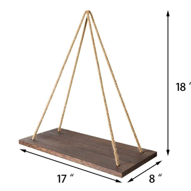 Hanging Rope Wood Shelf