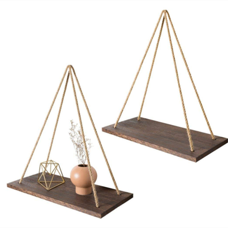 Hanging Rope Wood Shelf