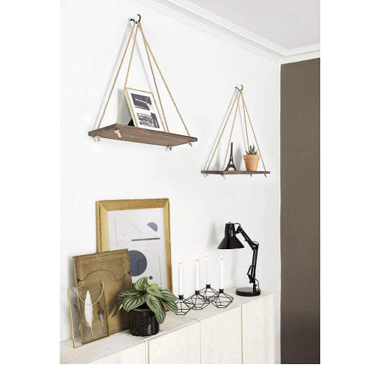 Hanging Rope Wood Shelf
